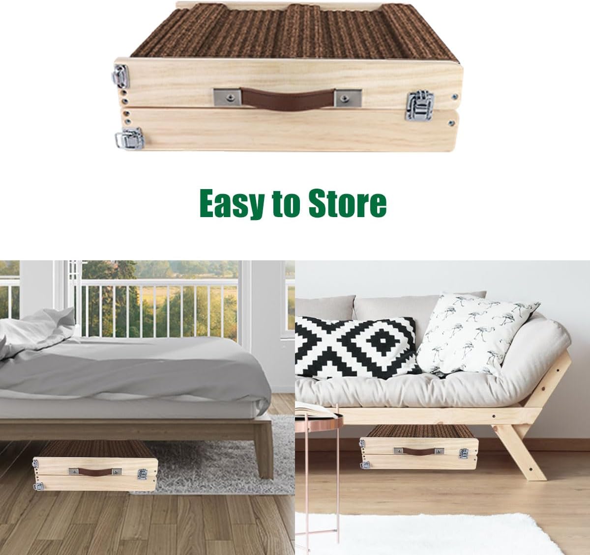 Okydoky Small Dog Ramp, Adjustable Portable Folding Wooden Pet Ramp, 32" Long with Non-Slip Traction Mat, Adjustable from 9" to 17.5", Dog Climbing Ladder for Sofa,Couch,Car(Brown) NO.LGPT2