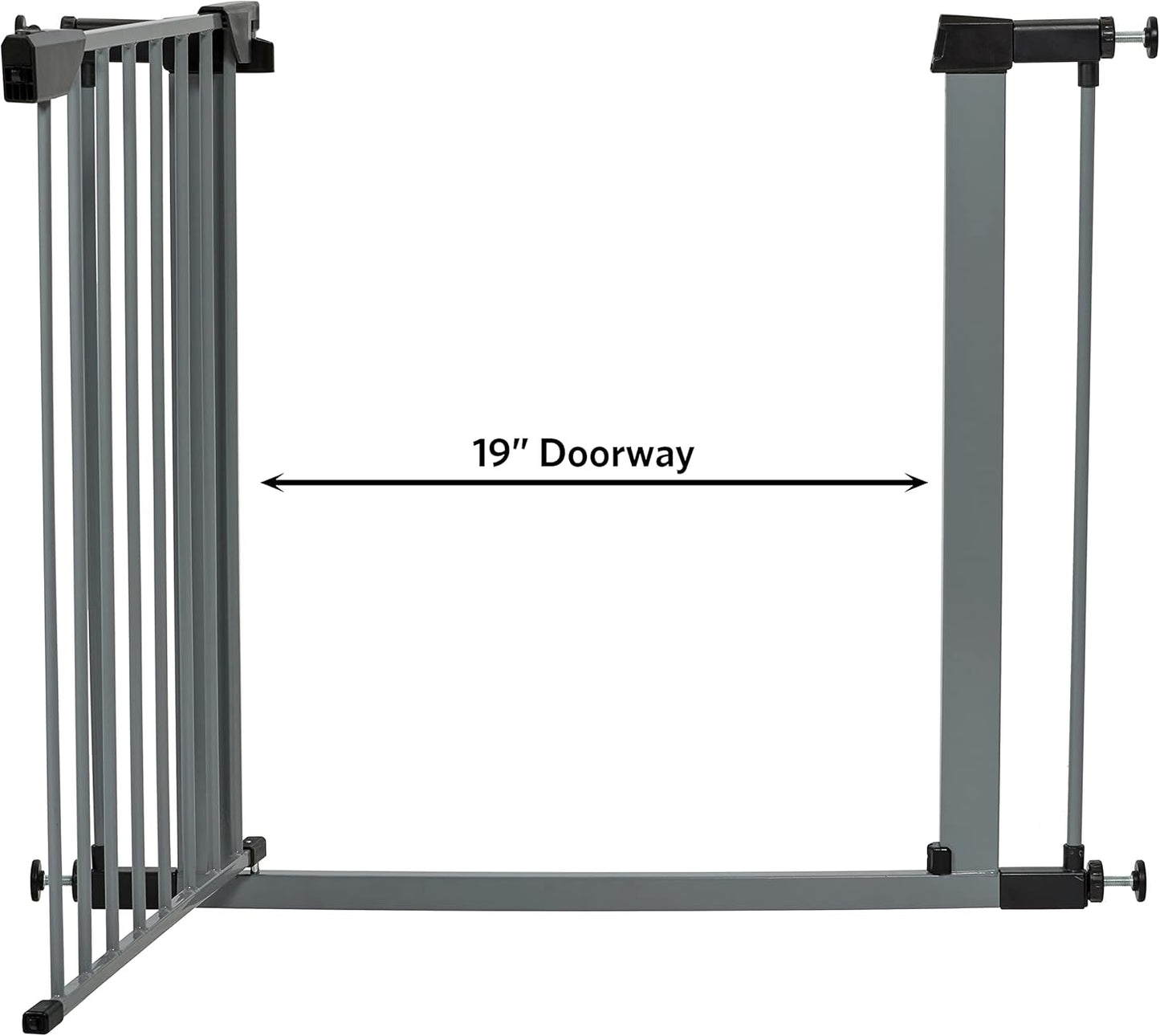 MidWest Homes for Pets 39-Inch High Walk-thru Pressure Mounted Gray Steel Dog Gate, Expands to 38 Inches Wide, No Damage to Walls, Includes 3-inch Extensions, For Small to Medium Pets