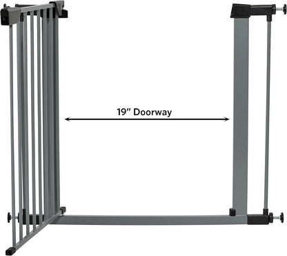 MidWest Homes for Pets 39-Inch High Walk-thru Pressure Mounted Gray Steel Dog Gate, Expands to 38 Inches Wide, No Damage to Walls, Includes 3-inch Extensions, For Small to Medium Pets