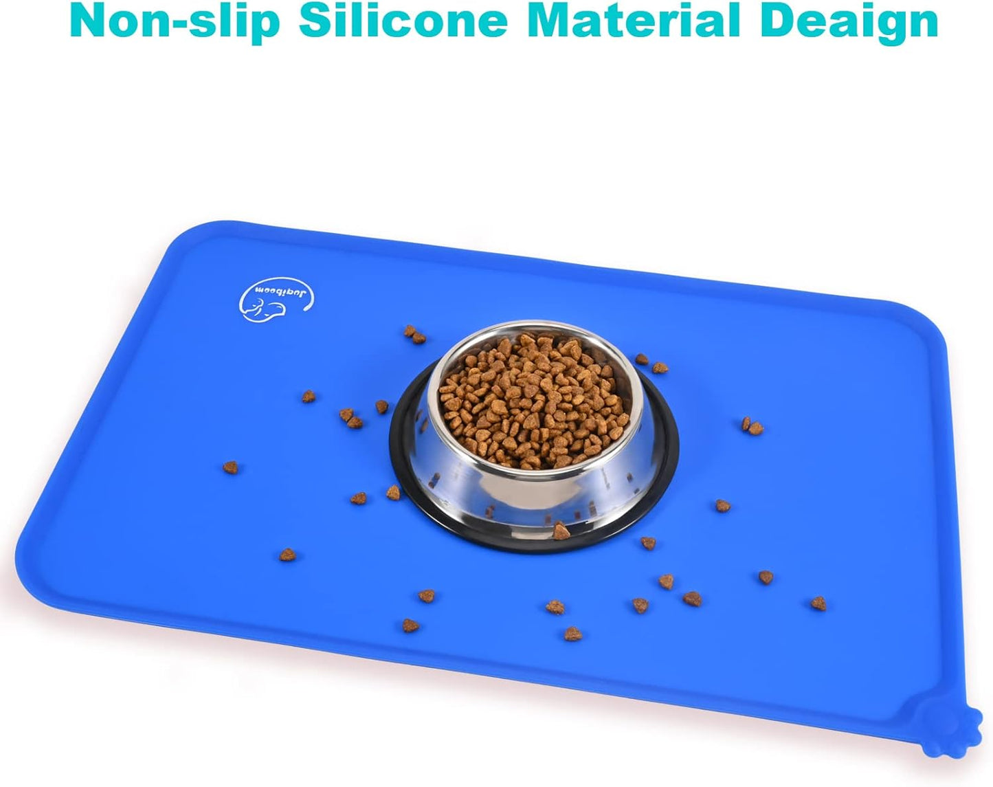 Silicone Waterproof Dog Cat Pet Feeding Mats, Non Slip, Easy Clean Pet Dog Cat Bowl Mats Placemat (18.5" x 11.5") Green