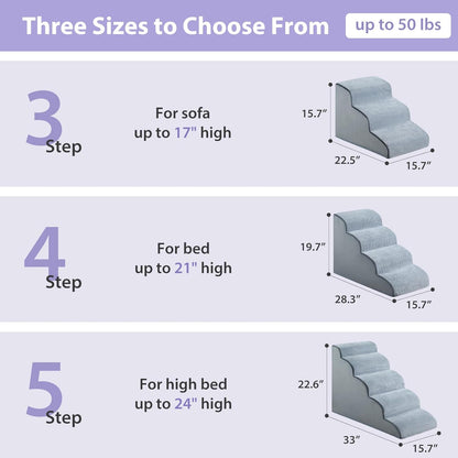LEXTRO Dog Stairs for Small Dogs, 2-Steps Dog Ramp for Couch, Pet Stairs with Highly Supportive Foam and Non-Slip Bottom, Pet Steps for Cat & Doggie (High 11.8 Inch)