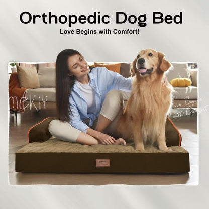 Large Dog Bed Orthopedic Washable - Beds Bolster - Medium XL XLarge Big Dogs - Memory Foam Couch Sofa - Waterproof with Removable Cover