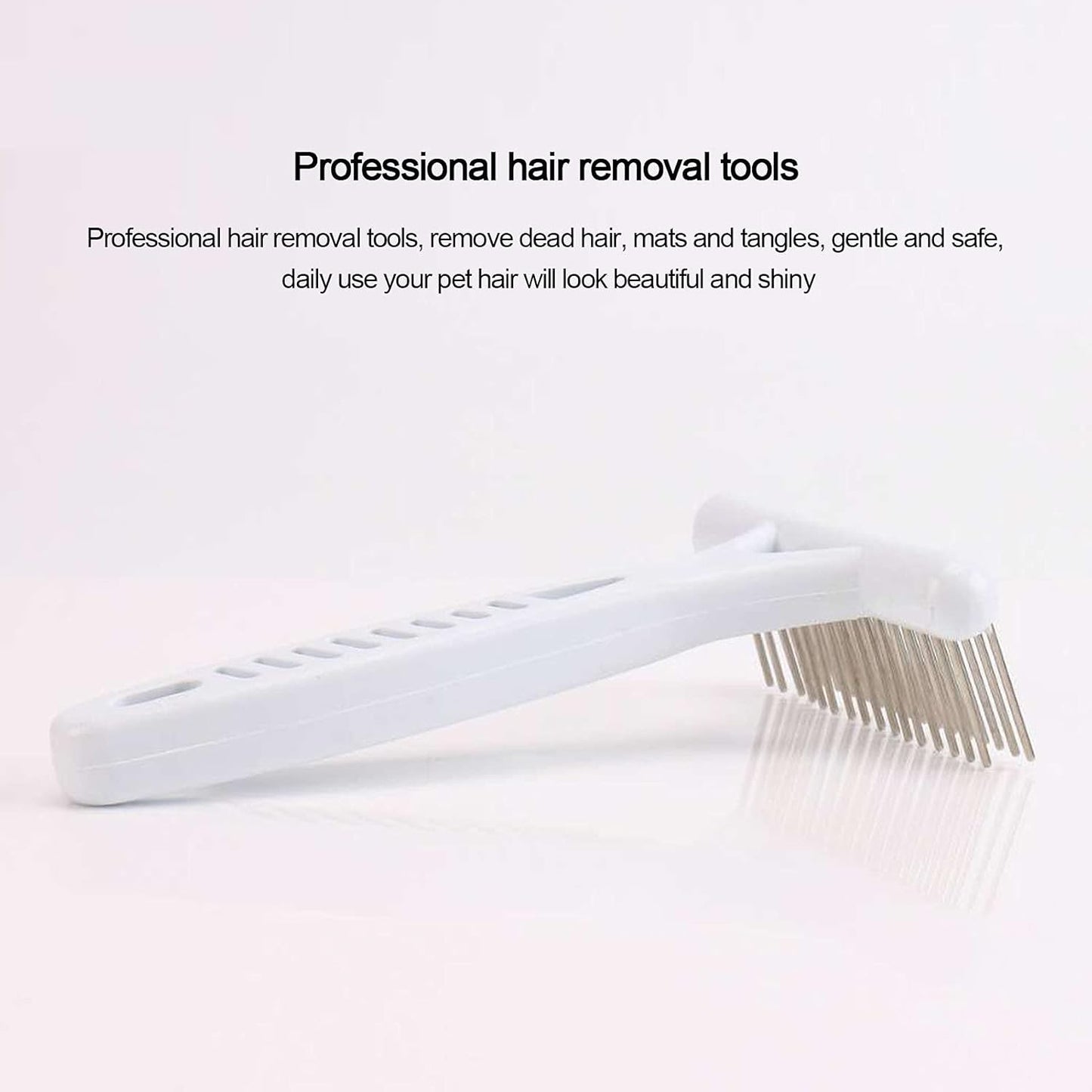 Emoshayoga Pet Double Row Rake, Gentle and Safe Dog Undercoat Rake Removing Dead Hair Non‑Slip Handle with Double‑Row Comb Teeth for Thick Long Hair