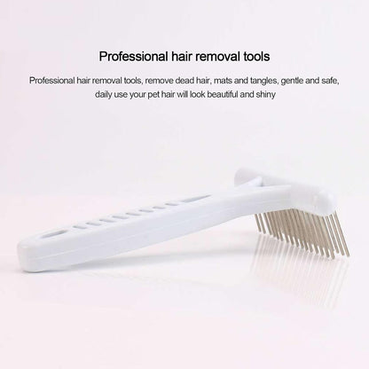 Emoshayoga Pet Double Row Rake, Gentle and Safe Dog Undercoat Rake Removing Dead Hair Non‑Slip Handle with Double‑Row Comb Teeth for Thick Long Hair