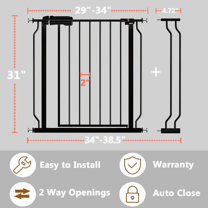 Fairy Baby Extra Wide Baby Gate Black 57.5-62 Inch Wide, Walk Through Pressure Mounted No Drill for Doorways, Long and Large Tension Dog Gates for Pet and Kids