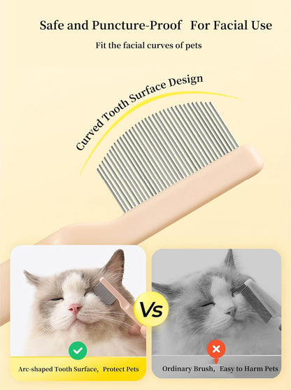 Stainless Steel Dog Eye Comb - Small Design for Pet Facial & Paw Grooming, Round-Tip Arc Teeth, ABS Handle, Puppy Flea Brush, Fit Yorkie, Shih Tzu, Maltese Maltipoo Pomeranian