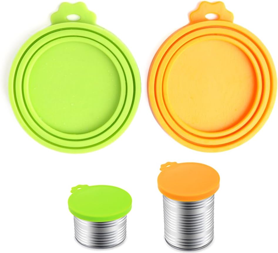 Comtim Pet Food Can Cover Silicone Can Lids for Dog and Cat Food(Universal Size,One fit 3 Standard Size Food Cans) (Blue/Purple)