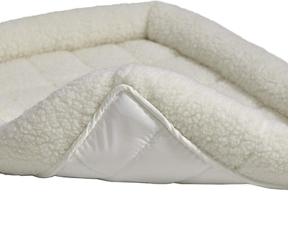 MidWest Homes for Pets QuietTime Dog Bed - White Fleece Bolster, Ultra-Soft and Machine Washable, Fits 24-Inch Crates and Carriers, for Small Breed Dogs