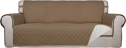 PureFit Reversible Quilted Sofa Cover, Water Resistant Slipcover Furniture Protector, Washable Couch Cover with Non Slip and Elastic Straps for Kids, Dogs, Pets (Sofa, Gray/Light Gray) - Colors B