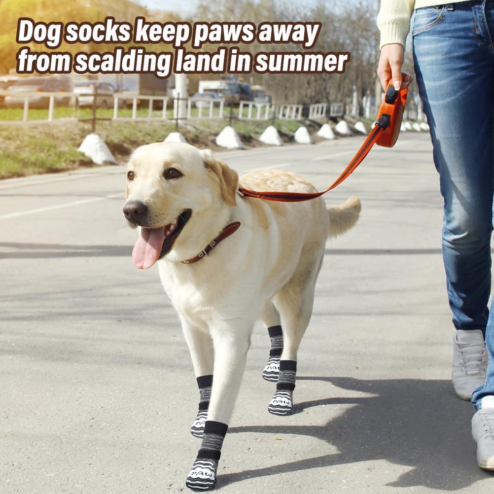BEAUTYZOO Anti-Slip Dog Socks,Dog Shoes for Hot/Cold Pavement,Paw Protectors with Grips 3 Pairs for Puppy Small Medium Large Senior Old Dogs,Dog Socks to Prevent Licking and Hardwood Floor Protection