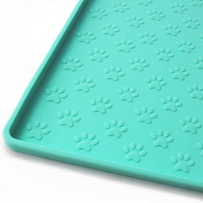 Ptlom Pet Placemat for Dog and Cat, Mat for Prevent Food and Water Overflow, Suitable for Small, Medium and Big Pet, 18" 12", Grey, Silicone