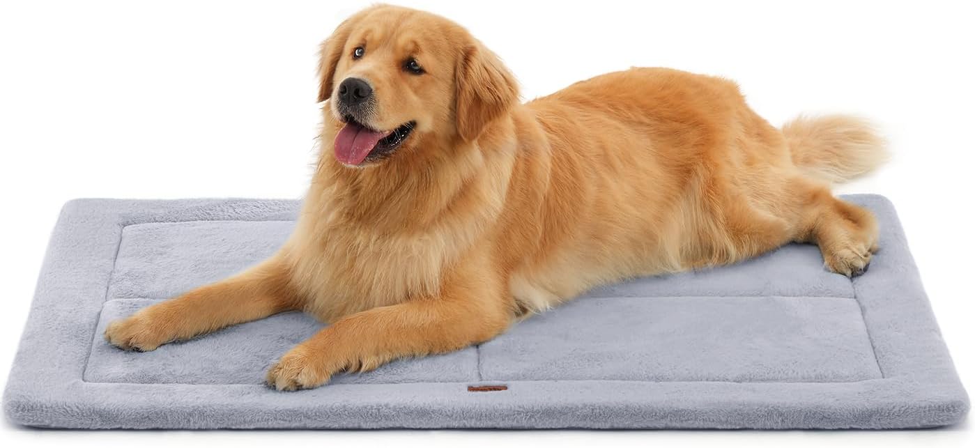 Made4Pets Dog Crate Pad Bed for Medium Large Dogs, Washable & Reversible, Anti-Slip Kennel Mat for Cozy Sleeping, Soft Fluffy Dog Bed for Indoor & Outdoor Use, 35"x23", Gray