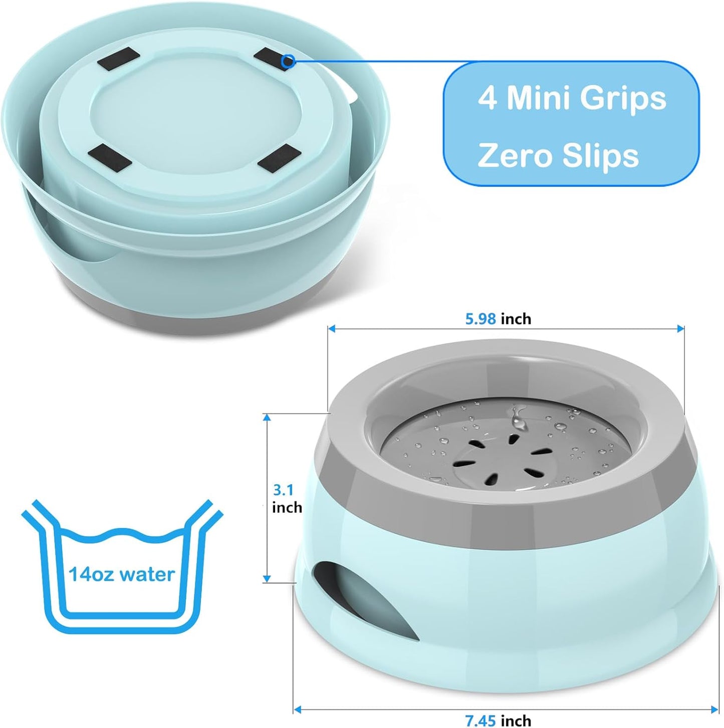25oz Slow Drink Dog Water Bowl, No Spill Water Bowl for Dogs Cats, Non-Splash No Mess Puppy Kitten Water Feeder, Carried Portable Base for Vehicle Car,Travel,Home (Small/Medium Pets) - Pink