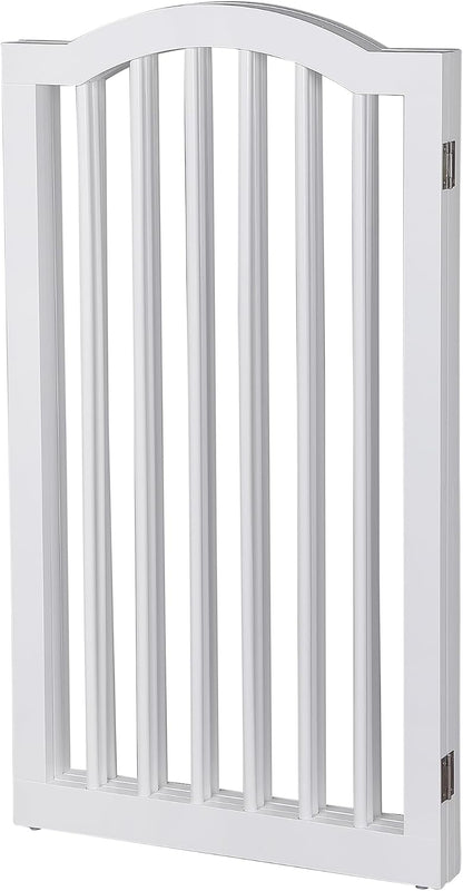 INTERNET'S BEST Arched Top Dog Gate | 4 Panel, 24" H Wooden Pet Barrier for Dogs or Cats | Freestanding Folding Room Divider for Doorways, Hallways, Stairs, and Porch | Portable, Extra Wide | Espresso