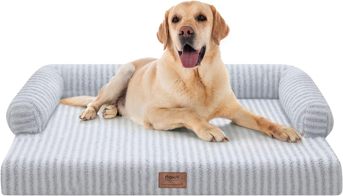 Large Dog Bed Orthopedic Washable - Beds Bolster - Medium XL XLarge Big Dogs - Memory Foam Couch Sofa - Waterproof with Removable Cover