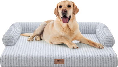 Large Dog Bed Orthopedic Washable - Beds Bolster - Medium XL XLarge Big Dogs - Memory Foam Couch Sofa - Waterproof with Removable Cover
