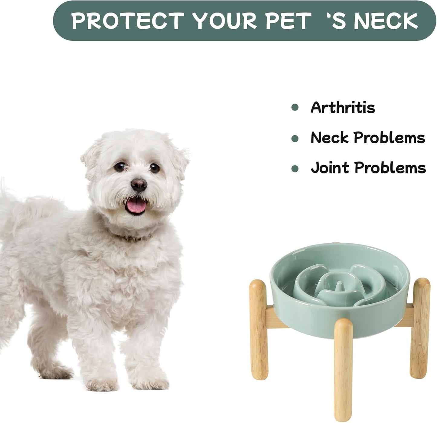 Havniva Ceramic Slow Feeder Dog Bowls, 1.6 Cups Dog Bowl Slow Feeding for Medium Breed, 8.2inch Puzzle Dog Food Bowl Slow Feeder Non-Slip Anti-Gulping and Anti-Choking Reduces Bloating