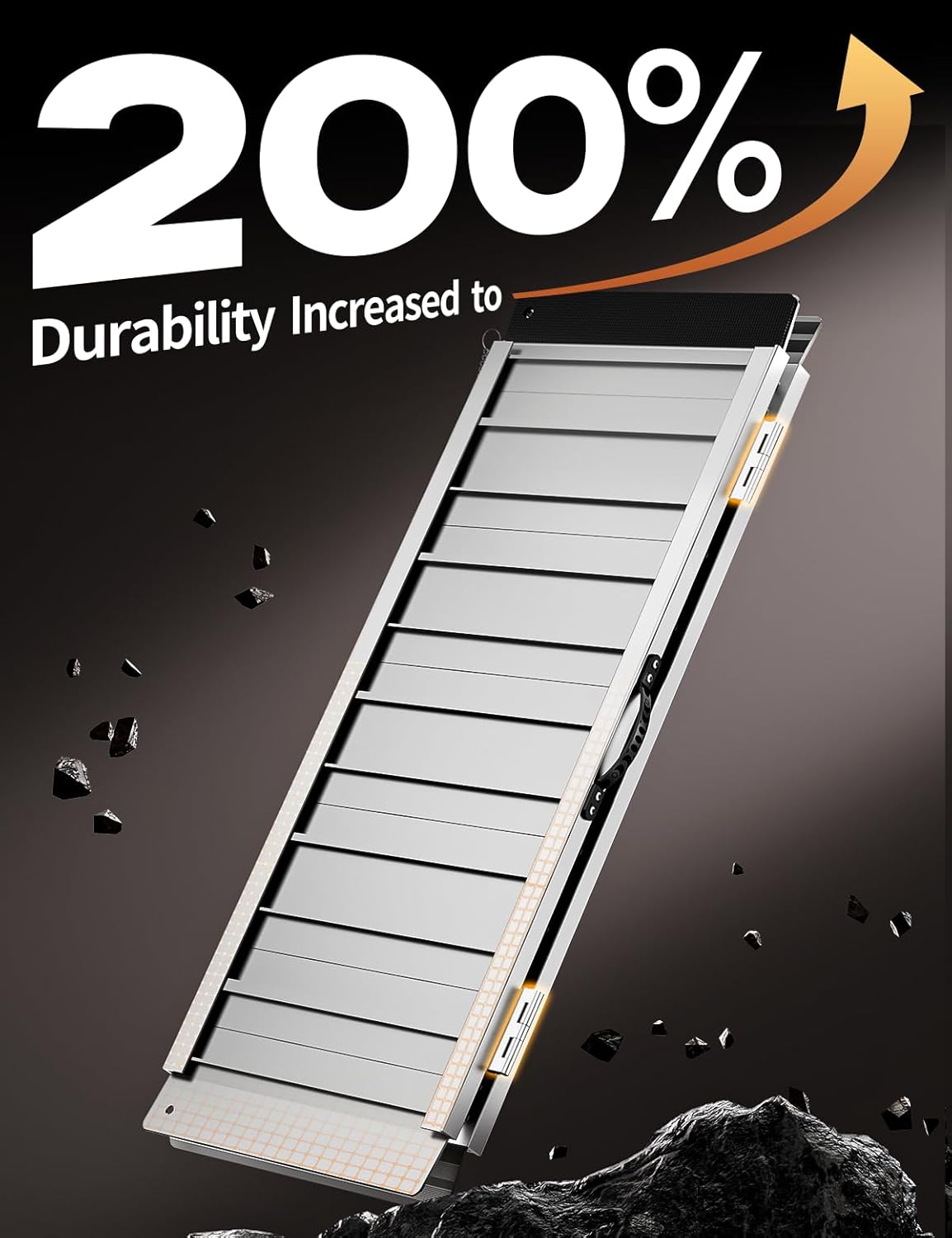 FACHNUO 2 Feet Portable Wheelchair Ramp, Non-Skid Aluminum Handicap Ramps with Handle, Folding Threshold Wheel Chair Ramp for Home Steps, Stairs, Entry, Doorways, Applicable Height 2-6 inches