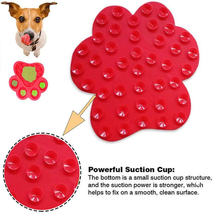 Dog Licking Mat for Anxiety Peanut Butter Slow Feeder Bowls Licking Pad with Strong Suction to Wall for Pet Bathing,Grooming,and Dog Training (Red)