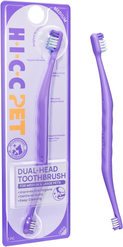 HICC PET Toothbrush for Cats & Small Dogs, Vet-Recommended Ergonomic Pet Toothbrush for Easy Teeth Cleaning, Gentle on Gums, Cat & Dog Dental Care, Improves Oral Hygiene. Toothpaste Not Included