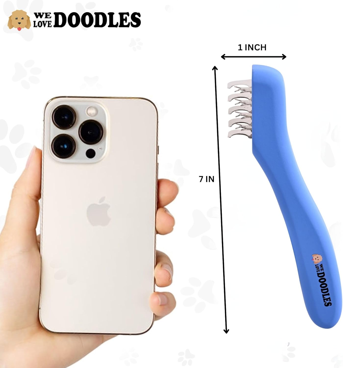 We Love Doodles Dematting Comb for Dogs - Dog Hair Mat Remover, Detangler Comb & Deshedding Tool, Removes Tangles, Knots, & Loose Hair, Metal Comb, Ergonomic Handle (9 Blade)