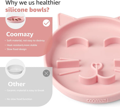 Coomazy Large Silicone Slow Feeder Dog Bowls, Interactive Puzzle Toy for Pets Food Training, Keeps Dogs Busy, Prevents Puppy Overeating (Dark Green, Large: 3.2Cup)