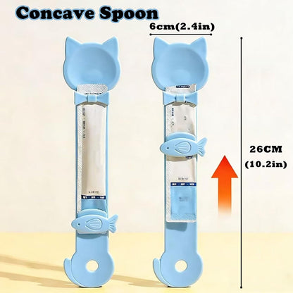 Pet Can Opener & 3 Pcs Cat Food Can Lids | Universal BPA Free Silicone Covers & Multi-Function Wet Food Spoon for Cat and Dog Food(Dark Blue)