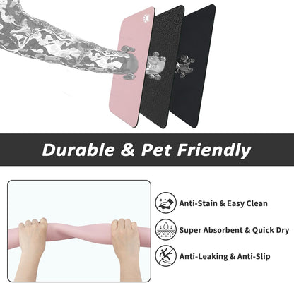 HotLive Dog Food Mat - Absorbent Cat Mat for Food and Water, No Stains Pet Feeding Bowl Mat, Easy to Clean Pet Placemats, Quick Dry Dog Water Dispenser Mat for Messy Drinkers | Paw Dark Grey 12"x 19"