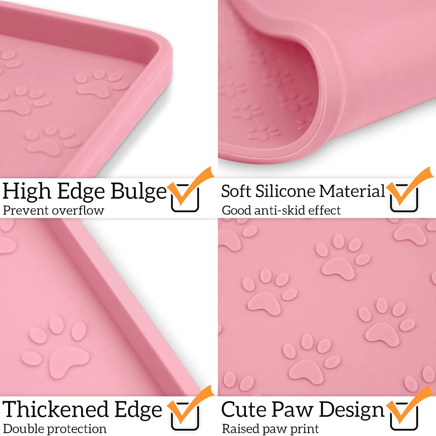 Ptlom Pet Placemat for Dog and Cat, Mat for Prevent Food and Water Overflow, Suitable for Small, Medium and Big Pet, 18" 12", Grey, Silicone