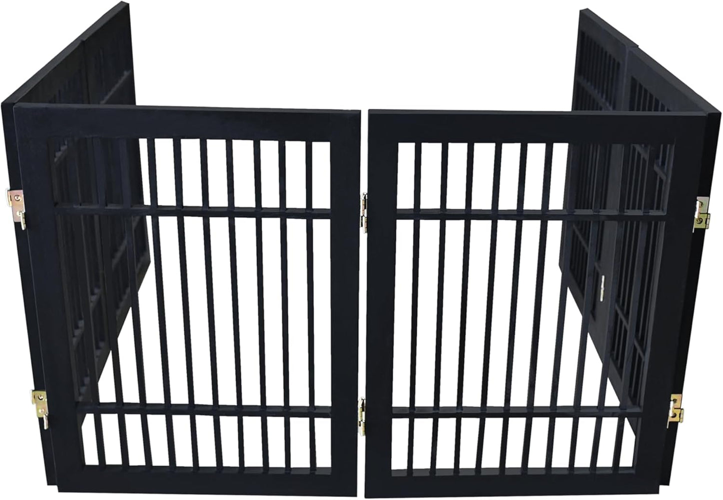 Urnporium Freestanding Wooden Dog Gate for Doorways – Foldable Acacia Wood Pet Gate, No Drill Portable Indoor/Outdoor Puppy Fence Barrier (White Pet Gate, 3 Panel 24" Tall)