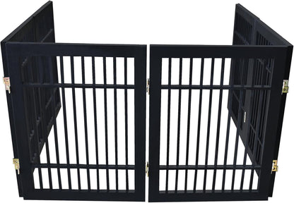 Urnporium Freestanding Wooden Dog Gate for Doorways – Foldable Acacia Wood Pet Gate, No Drill Portable Indoor/Outdoor Puppy Fence Barrier (White Pet Gate, 3 Panel 24" Tall)