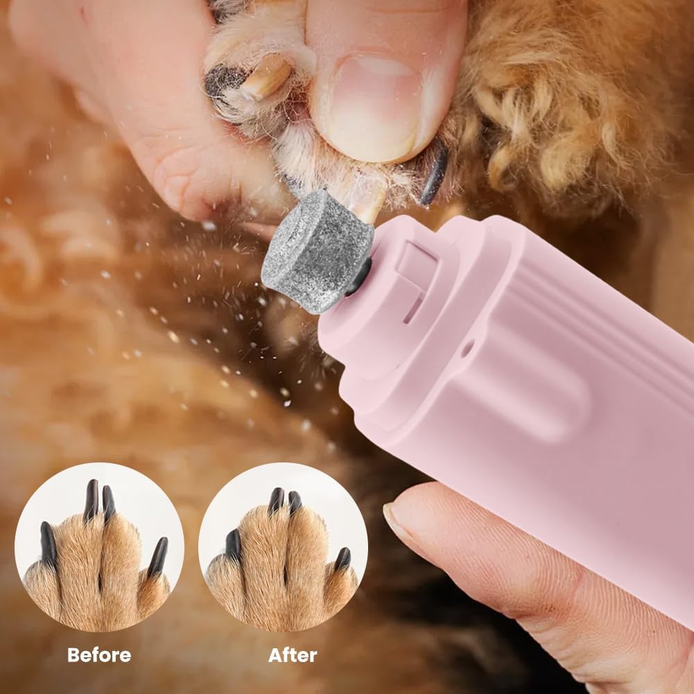 2-in-1 Dog Nail Grinder & Dog Nail Clippers Trimmers, Dogs Trimmer with LED Light + Splash Guard + Storage Case, Pet Claw Clippers for Dogs Cats, USB Rechargeable (White)