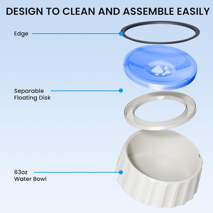 Dog Water Bowl No Spill 70oz/2L Large Capacity Dispenser Non Slip No Splash Bowl Pet Slow Feeder No Drip Dog Water Bowl on Vehicle Slow Water Bowl for Dogs and Cats