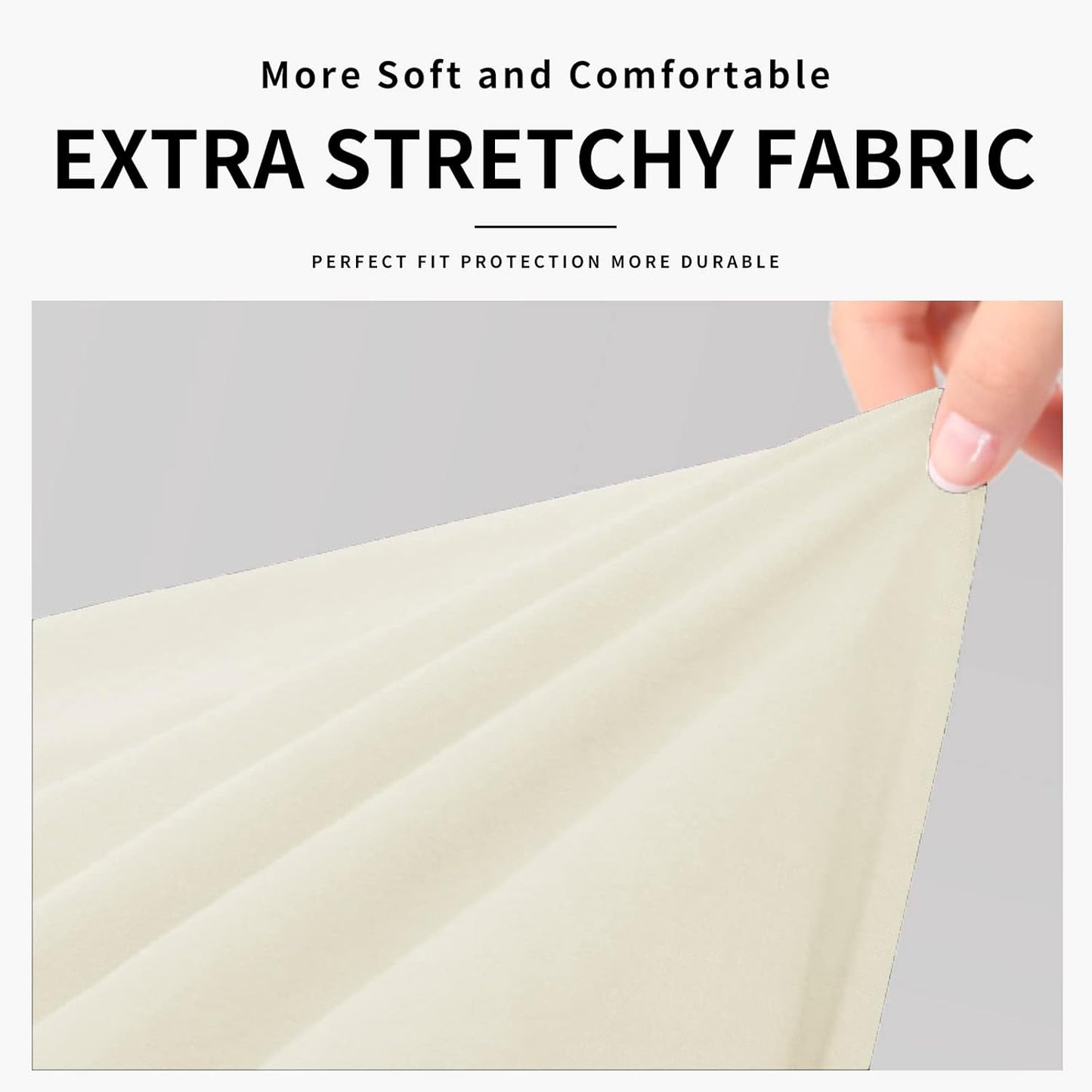 Easy-Going 100% Dual Waterproof 4 Pieces Stretch Soft Couch Cover for Dogs, Sofa Slipcover for 3 Separate Cushion Couch Leakproof Furniture Protector for Kids, Pets Dark Gray
