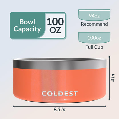 Coldest Dog Bowl - Anti Rust Metal, Non Slip, 3 Layers Insulated Stainless Steel Dog Bowls - Spill Proof & Heavy Duty - Water Bowl for Dogs, Cats & Pets, Dish Washer Safe (21 oz, Stealth Black)
