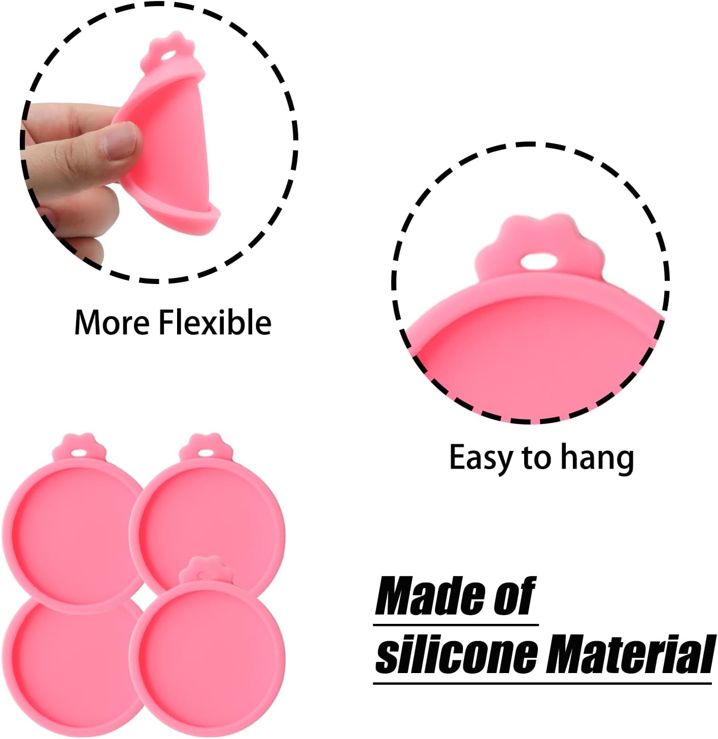 PINE & LINEN 4 Pcs 2.5inch Durable Pet Can Lids, Silicone Small Pet Can Covers Waterproof Cat Food Cans Lids for 3 oz Cat Food Cans（Yellow+Red+Pink+Blue）