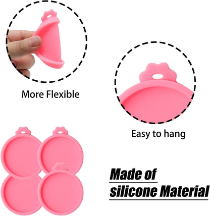 PINE & LINEN 4 Pcs 2.5inch Durable Pet Can Lids, Silicone Small Pet Can Covers Waterproof Cat Food Cans Lids for 3 oz Cat Food Cans（Yellow+Red+Pink+Blue）