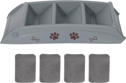 Foldable Pet Stairs with Non-Slip Surface, Portable Dog Steps Ramp for High Beds, Couches, Cars and SUVs, Support Up to 150lbs, Waterproof, Grey