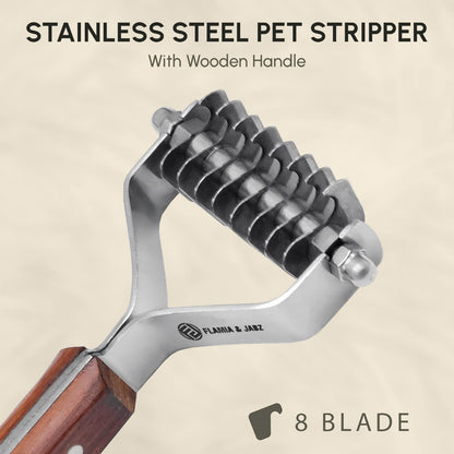 Flamia & Jabz Undercoat Rake for Dogs & Cats, Dematting Grooming Stripper Tool (14 Blades)
