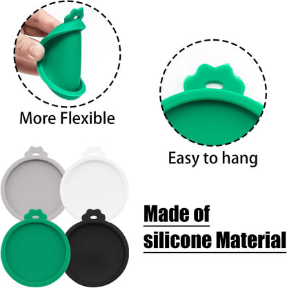 PINE & LINEN 4 Pcs 2.5inch Durable Pet Can Lids, Silicone Small Pet Can Covers Waterproof Cat Food Cans Lids for 3 oz Cat Food Cans（Yellow+Red+Pink+Blue）