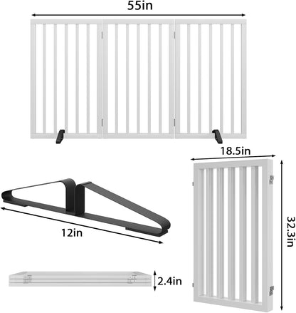 Dog Gate 32" Tall Foldable Dog Gate for Doorways Freestanding Pet Gate for Dogs Indoor (Walnut, 3 Panel)