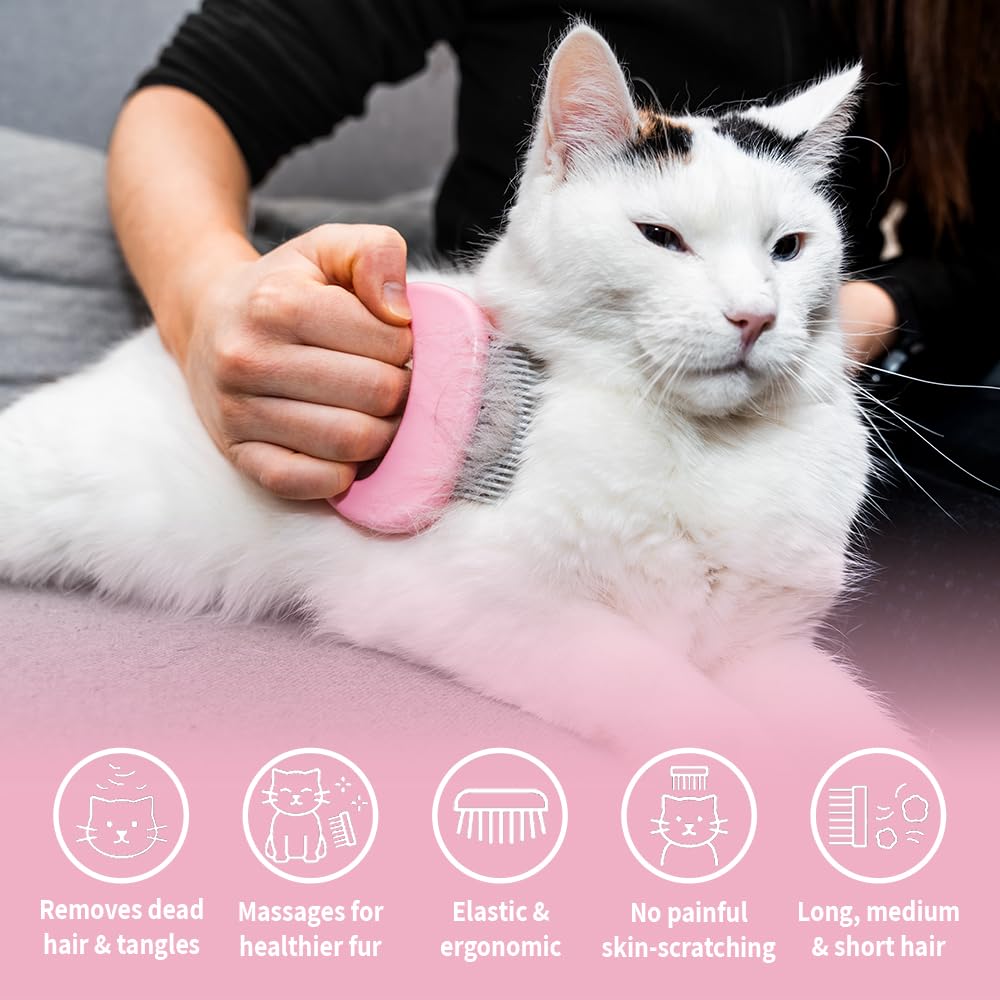 Leo's Paw The Original Pet Hair Removal Massaging Shell Comb Soft Deshedding Brush Grooming and Shedding Matted Fur Remover Dematting tool for Long and Short Hair Cat Dog Puppy Bunny (Mint)