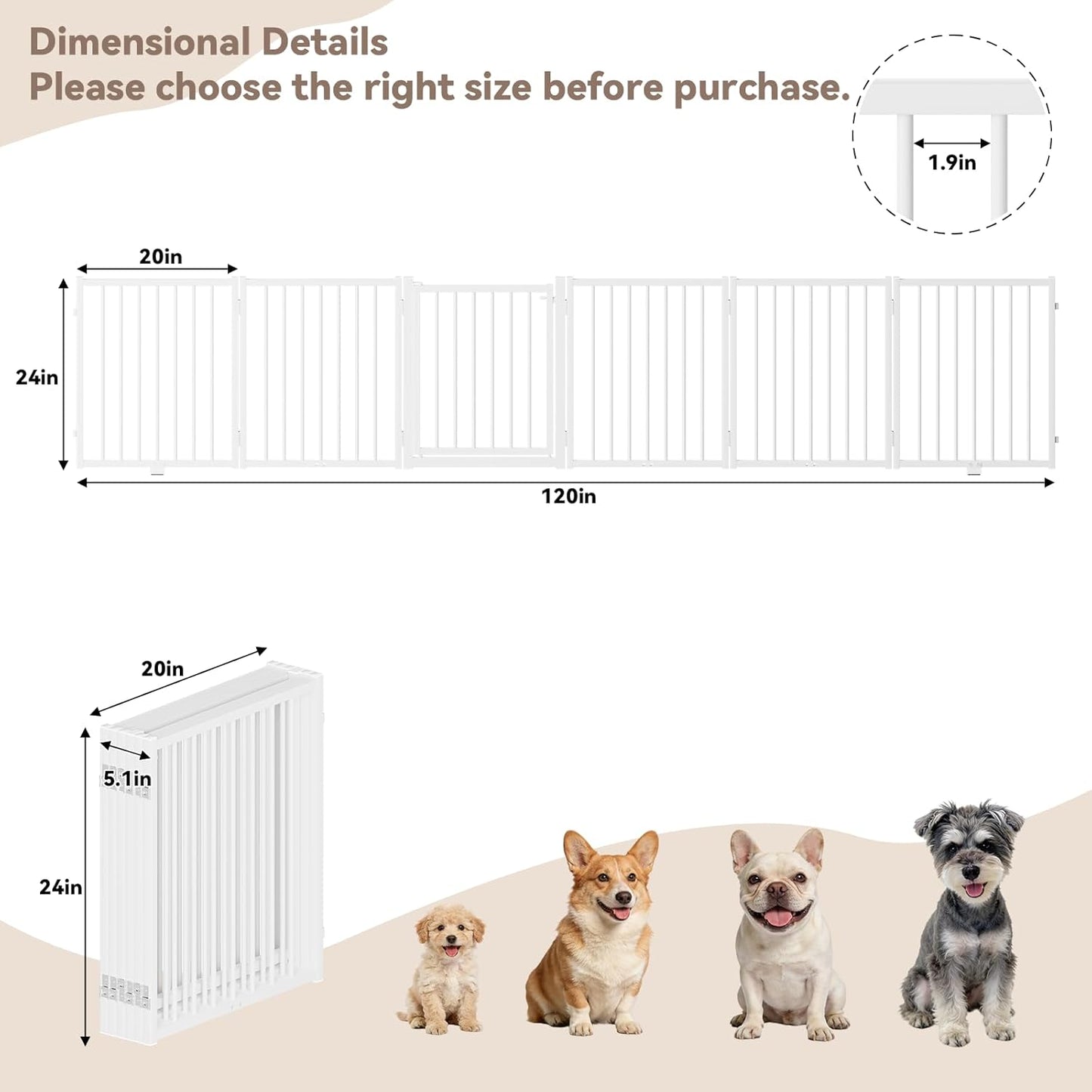SNUOWU Full Metal Freestanding Dog Gate with Door, 32''Height Foldable Pet Dog Fence for Indoor & Outdoor, 4 Panels Extra Wide Free Standing TallDog Gates for Doorways,House,Stairs,Porch,Deck,Yard