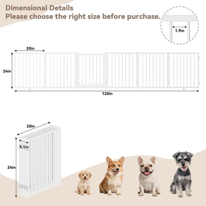 SNUOWU Full Metal Freestanding Dog Gate with Door, 32''Height Foldable Pet Dog Fence for Indoor & Outdoor, 4 Panels Extra Wide Free Standing TallDog Gates for Doorways,House,Stairs,Porch,Deck,Yard
