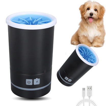 Automatic Dog Cleaner, Soft Electric Washer USB Rechargeable Portable Cleaner Cup, Dog Foot Cleaning Machine for Small to Medium Dogs Cats (White Blue)
