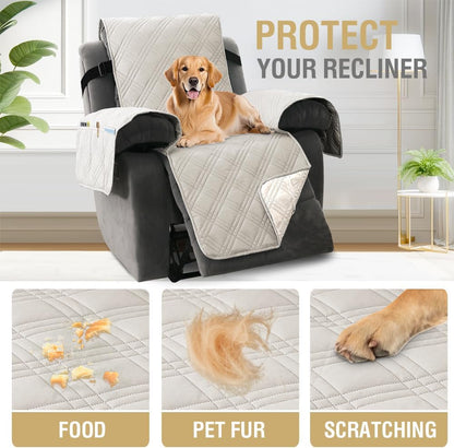 H.VERSAILTEX 100% Waterproof Slipcovers for Couches and Sofas Modern Pet Couch Cover Thick Soft Furniture Protector with Elastic Straps(Sofa, Lily Pad/Beige)