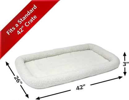 MidWest Homes for Pets QuietTime Dog Bed - White Fleece Bolster, Ultra-Soft and Machine Washable, Fits 24-Inch Crates and Carriers, for Small Breed Dogs