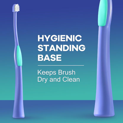 Deep-Clean Professional Pet Toothbrush – High-Efficiency Bristles & Hygienic Standing Base – 20° Ergonomic Grip Safe Daily Dental Care for Cats & Small Dogs, Blue