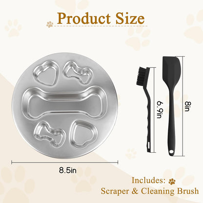 ZUFECY Slow Feeder Dog Bowls, Stainless Steel Slow Feed Bowl for Dogs and Cats, Dual Function Slow Food & Snack Bowls, Equipped with Brush and Scraper