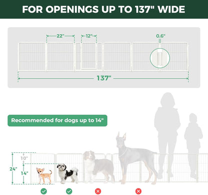 FXW Dog Gate Extra Wide Designed for Indoor Use, Adjustable Width Up to 183-inch Wide (24" H 8 Wire Panels for Puppies and Small Dogs), Black